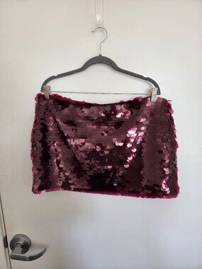 Red Sequence Skirt XL